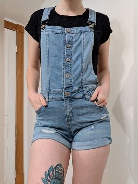 Denim Short Overalls - Light Blue Women Jeans